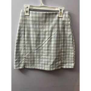 Brandy Melville Skirt Size Women's Plaid Mini Zipper Blue